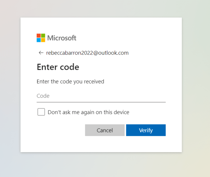 Microsoft multi factor authentication issue